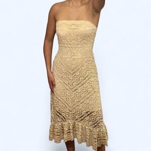 Fairy Beige Strapless Lace Dress by Allen B!